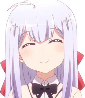 ☺️ อนิเมะ, ผู้หญิง, น่ารัก, ยิ้ม, ผมขาว telegram sticker