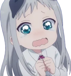 😢 Anime, Dziewczyna, Płacz, Smutny, Kreskówka, Wyraz twarzy, Dziecko telegram sticker