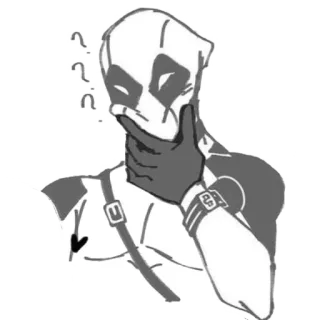 ❔ Deadpool Deadpool, Marvel, Superhéroe, Pensando, Confundido, Personaje de cómic telegram sticker