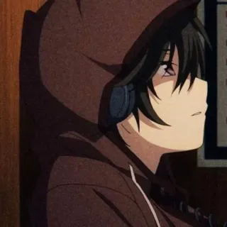 🌨 Anime, Hoodie, Kopfhörer, Männlich, Teenager, Traurig whatsapp sticker