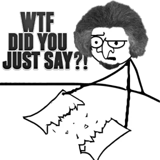 🤔 WTF DID YOU JUST SAY?! meme, wtf, angry, stick figure, question, reaction telegram sticker