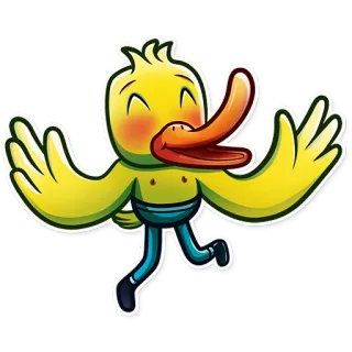🤗 Desenho animado, Pato, Fofo, Alegre, Feliz telegram sticker