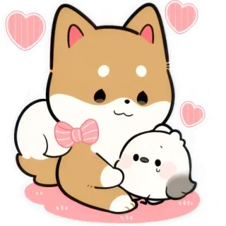 🤗 犬, かわいい, ハート, 子犬, 可愛い, 動物, ペット, 漫画 telegram sticker