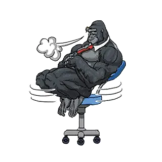😗 gorilla, office, cartoon, animal, boss, sticker whatsapp sticker