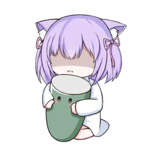 😥 Anime, Chibi, Catgirl, Mono, Pegatina, Manga, Kawaii whatsapp sticker