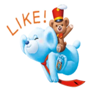 👍 LIKE! orso, carino, animale, mi piace, slittino, inverno telegram sticker