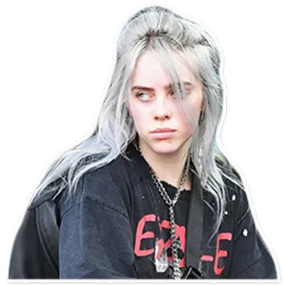 😑 Billie Eilish Билли Айлиш, певица, музыкант, знаменитость, поп-звезда, музыка telegram sticker