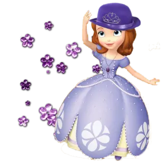 🎩 Sofia princesse, dessin animé, sofia première, fille, robe, fleur, animé telegram sticker