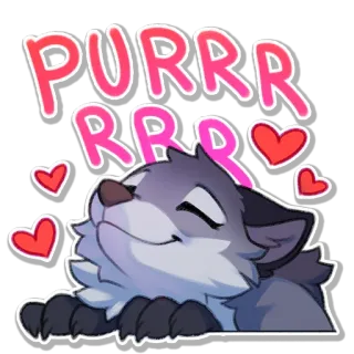 ❤️ PURRRRR cat, wolf, animal, cute, heart, purr telegram sticker