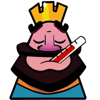 🤒 king, clash royale, game, sick, cartoon telegram sticker