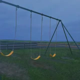 👁 playground, swings, empty, park, outdoor, swing set, recreation telegram sticker