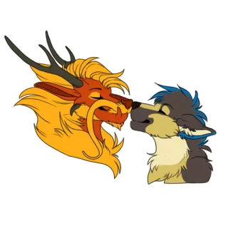 💋 дракон, волк, фэнтези, животное, мультфильм, наклейка telegram sticker