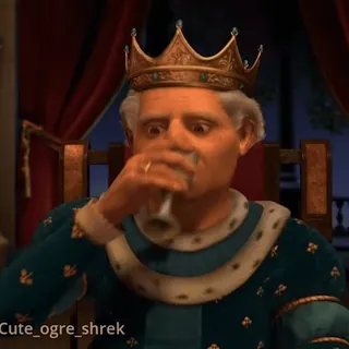 😨 Cute_ogre_shrek könig, trinken, krone, cartoon, animiert, shrek, charakter telegram sticker