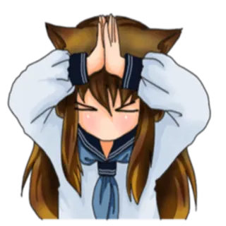 🙏 Anime, Słodkie, Dziewczyna, Uszy zwierząt, Kreskówka, Rumieniec telegram sticker