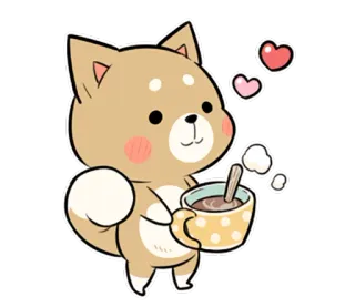 ☕ собака, щенок, кофе, милый, сердечки, каваи, напиток telegram sticker