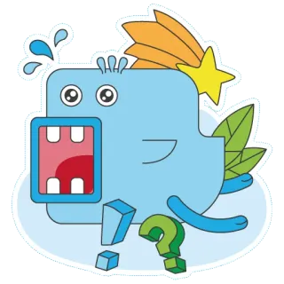 😰 漫画, モンスター, 質問, 感嘆符, ステッカー, かわいい, キャラクター telegram sticker