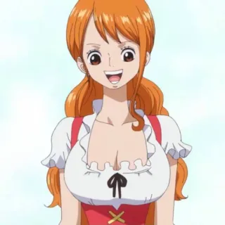 🥰 Nami One Piece 动漫, 橙色头发, 微笑, 海盗, 漫画 telegram sticker