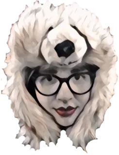 😊 retrato, mulher, óculos, chapéu de pele, inverno, rosto whatsapp sticker