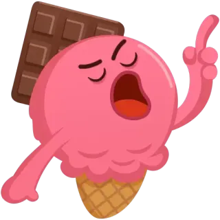 😠 мороженое, десерт, шоколад, мультфильм, рожок, еда telegram sticker