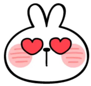 😍 conejo, amor, lindo, dibujos animados, ojos de corazón, sticker telegram sticker