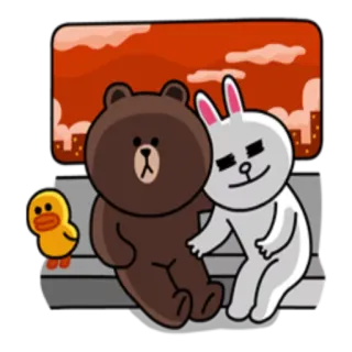 🚌 медведь, кролик, утка, мультфильм, дружба whatsapp sticker