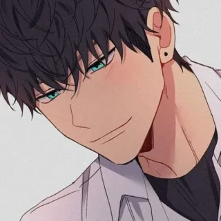 🌟 Anime, Uomo, Bello, Occhi verdi, Cartone animato telegram sticker
