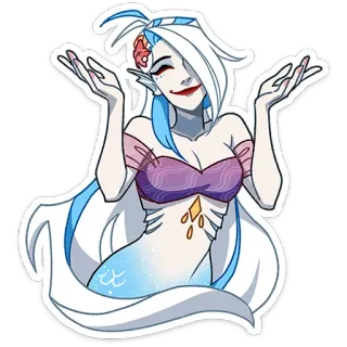 🤷‍♀️ mermaid, cartoon, character, fantasy, underwater, digital art whatsapp sticker