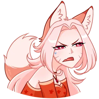 😒 gadis rubah, anime, stiker, kartun, ilustrasi, antropomorfik telegram sticker