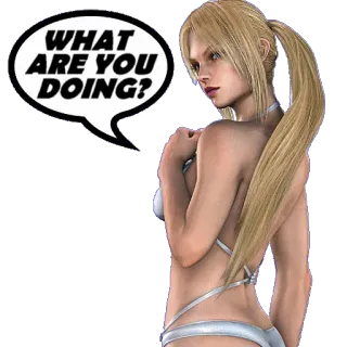 👱 WHAT ARE YOU DOING? wanita, pakaian renang, seksi, pertanyaan, pirang, perempuan, bikini, bertanya telegram sticker