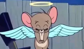 🖤 Jerry Tom and Jerry Cartoon, Maus, Engel, Flügel, Heiligenschein, Süß, Figur telegram sticker