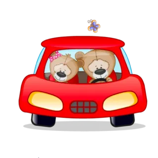 😛 orsi, cartoni animati, auto, guidare, carino, animali whatsapp sticker