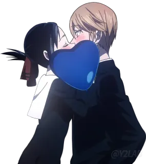 👩‍❤‍💋‍👨 @Y2LAB3 Аниме, Любовь, Поцелуй, Романтика, Мультфильм telegram sticker