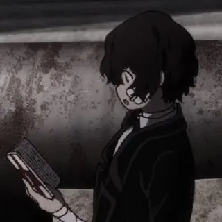 🖤 Osamu Dazai Bungou Stray Dogs Anime, Manga, Książka, Czytanie, Dazai, Bungou Stray Dogs telegram sticker