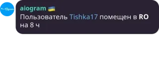 ⚡ Пользователь Tishka17 помещен в RO на 8 ч telegram sticker