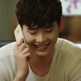 🥀 man, asian, korean, smiling, phone telegram sticker