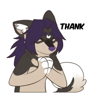 🙏 furry, antro, lobo, personaje, lindo, animal, luna telegram sticker