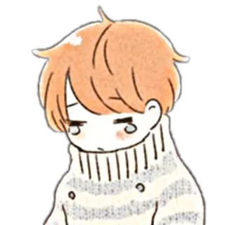 🦋 Anime, Anak laki-laki, Kartun, Sweater, Ilustrasi, Sedih, Manga telegram sticker