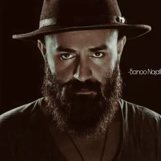 😕 Banoo Najafi man, beard, hat, portrait, serious, male telegram sticker