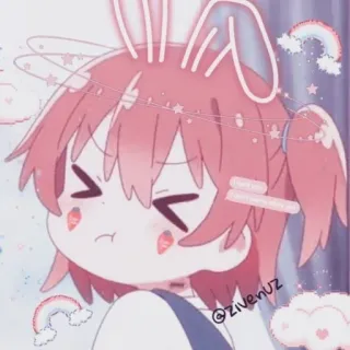 🖤 @zivenuz Anime, Oreilles de lapin, Kawaii, Mignon, Cheveux roses telegram sticker