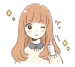 👍 dziewczyna anime, słodki, kciuk w górę, naklejka, iskierka, kawaii telegram sticker