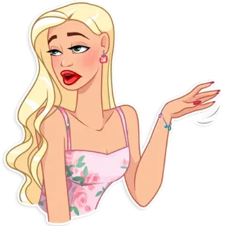 👋 женщина, блондинка, девушка, мода, мультфильм telegram sticker