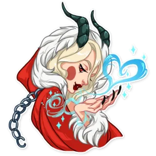 😘 quái vật, cô gái, ảo mộng, ác quỷ, quỷ, sừng, siêu nhiên, sinh vật telegram sticker