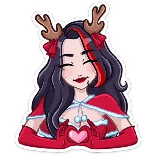 🥰 Natal, Rusa kutub, Wanita, Hati, Kartun, Liburan, Meriah telegram sticker