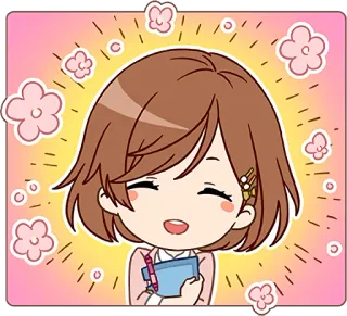 😊 anime girl, cute, flowers, cartoon, pink, joyful telegram sticker