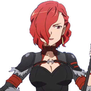 😏 anime, red hair, female, sword, character telegram sticker