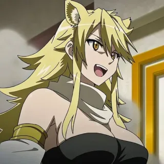 😀 Anime, Kobieta, Blondynka, Kocie uszy, Uśmiech telegram sticker
