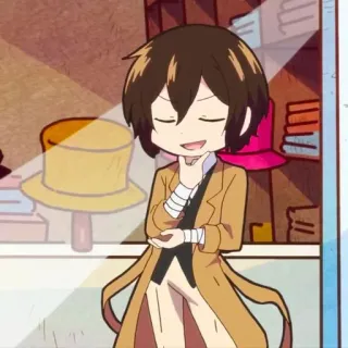 ☕️ Dazai Osamu Bungou Stray Dogs Аниме, Dazai Osamu, Чиби, Bungou Stray Dogs, Манга, Персонаж, Мультфильм telegram sticker