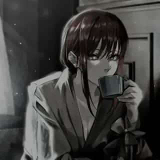 🔗 anime, girl, coffee, cup, robe telegram sticker
