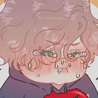 😭 twt:@itssming цифровое искусство, плач, грустный, яблоко whatsapp sticker