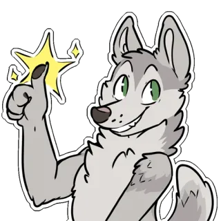 👍 wolf, cartoon, duim omhoog, dier, furry telegram sticker